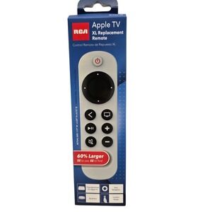 RCA Apple TV XL Replacement Remote Big Button Preprogrammed Silver RCRBB16B NEW